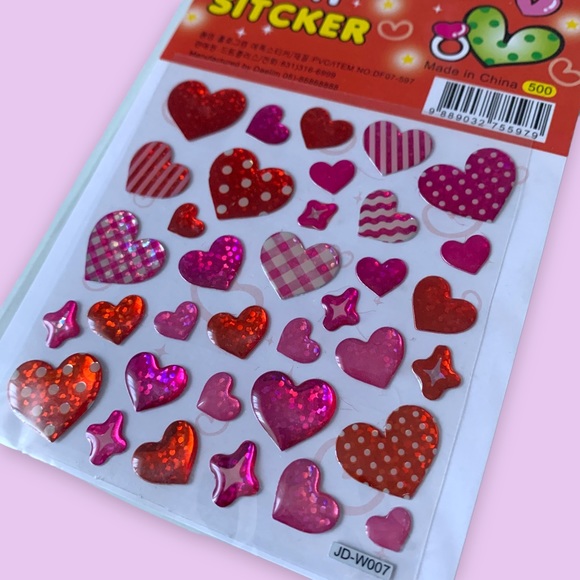Heart Hologram Epoxy Stickers Sheet - Stationery, Journals, Scrapbooks, Crafts - Picture 2 of 3